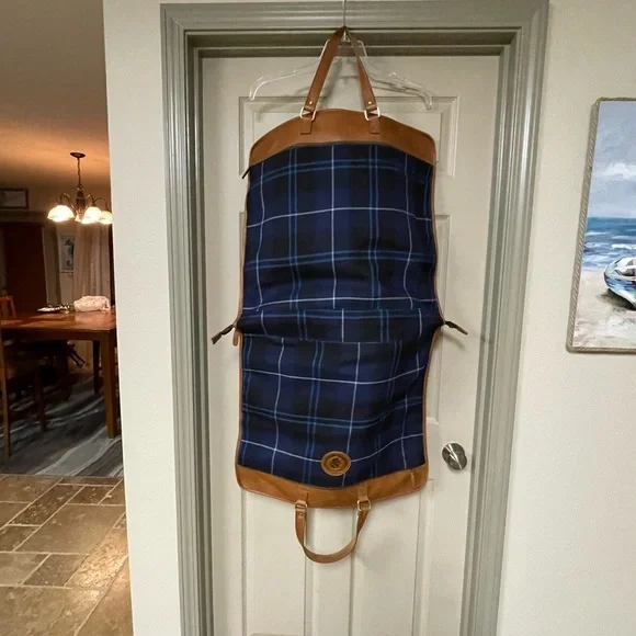 F H Wadsworth NYC Plaid Garment Bag with Leather Accents Caesers Palace emblem - Picture 10 of 14